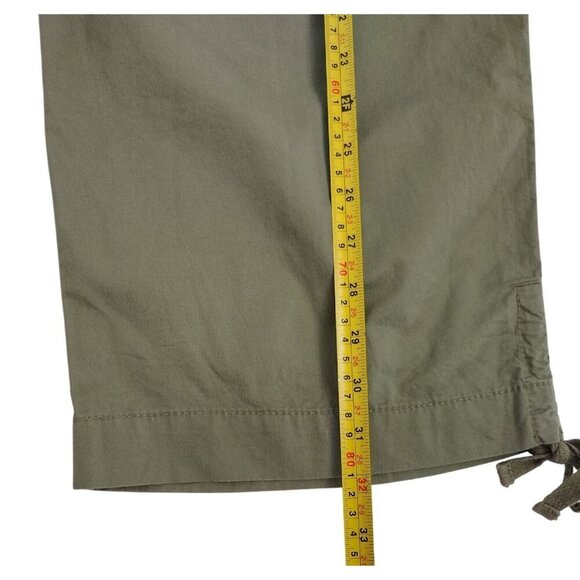 Womens Olive Green Capri Pants With Drawstring Waist & Hem Size 14 100% Cotton. - Picture 6 of 7